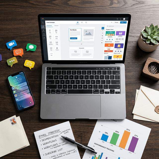 Email marketing campaign management dashboard with analytics and subscriber segmentation tools